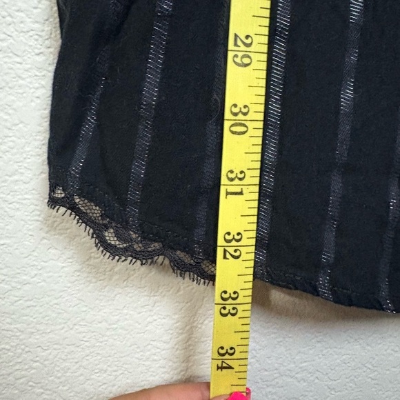 Victoria's Secret Black with Metallic Blue Stripe Button Down Sleepshirt. Size L - Picture 4 of 10